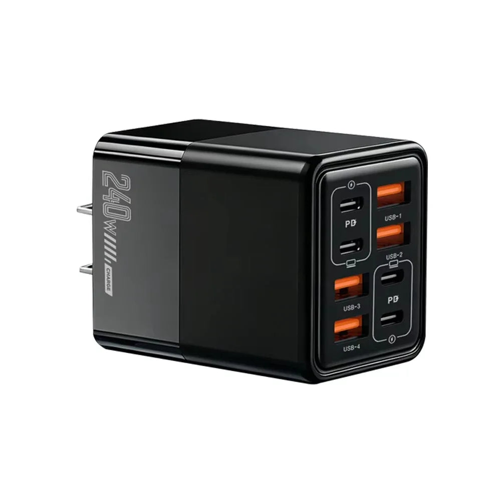 8-in-1 240W USB-C Fast Wall Charger – 4PD + 4USB Ports