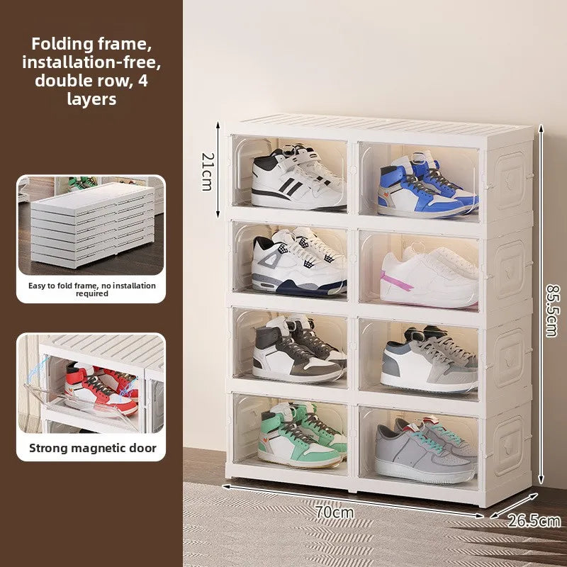 Multi-Tier Clear Shoe Rack – Dust-Proof Transparent Cabinet