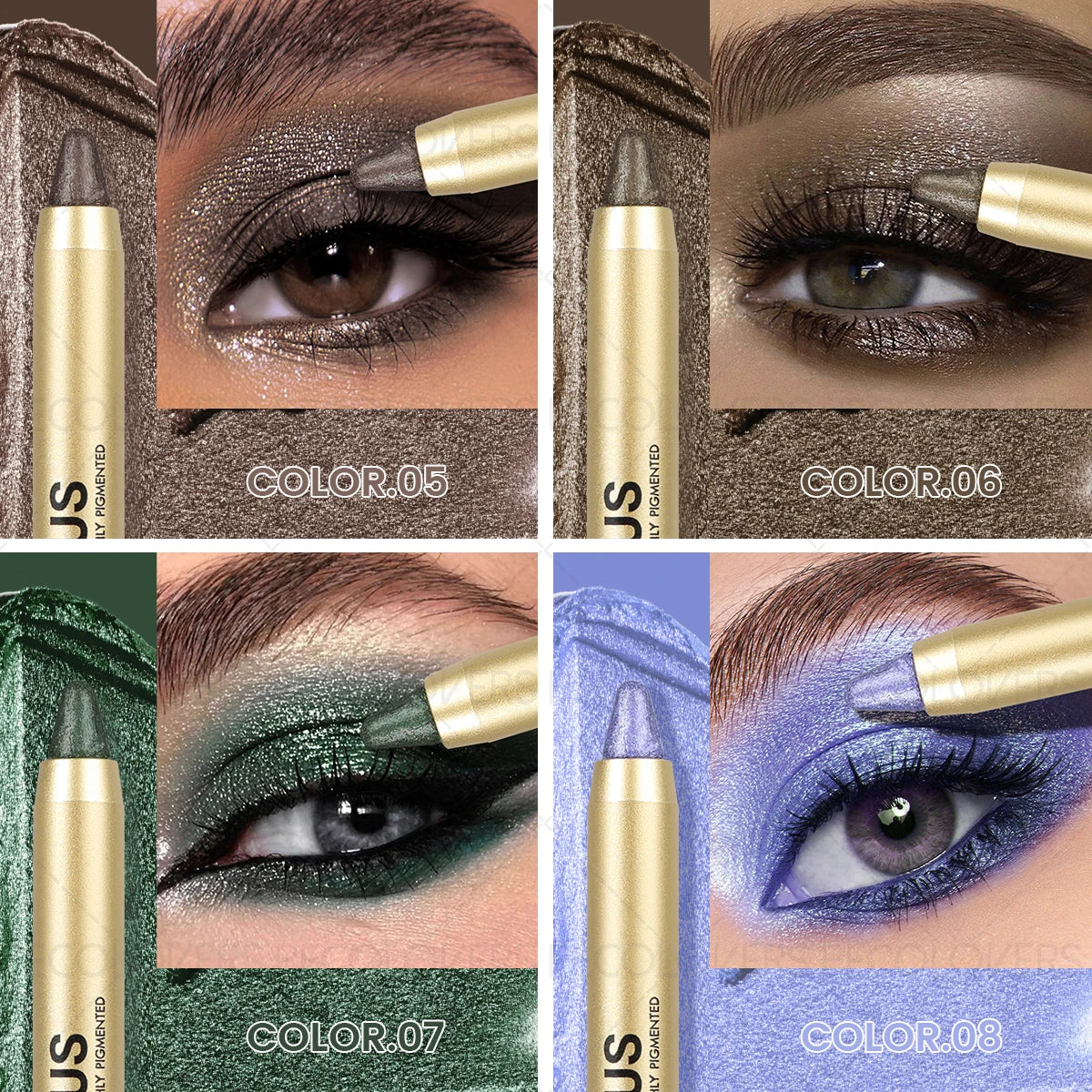 PECOLOVERS Waterproof Eyeshadow Stick – Glitter & Matte Dual-End