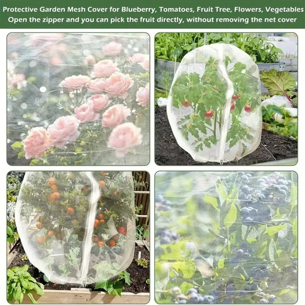 Plant Insect Screen Cover – Zip & Drawstring PE Mesh Netting
