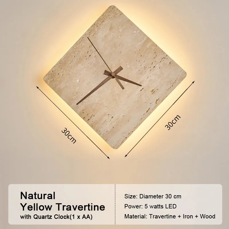 Retro LED Wall Lamp – Natural Yellow Travertine Stone Light
