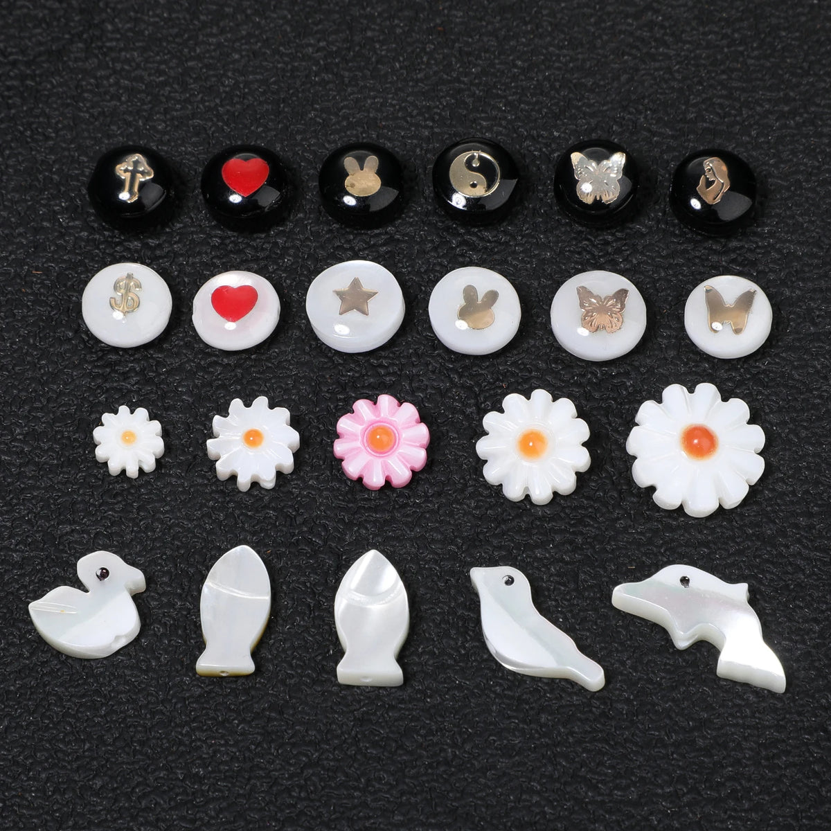 Natural Shell Beads – Fish Daisy Bird Loose Spacer Beads for DIY
