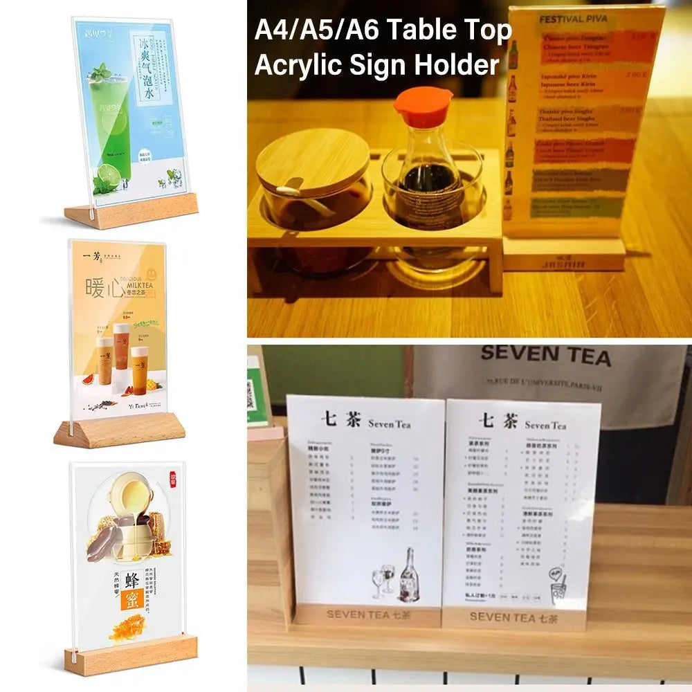 Acrylic Table Top Sign Holder A4/A5/A6 – Double Sided Stand