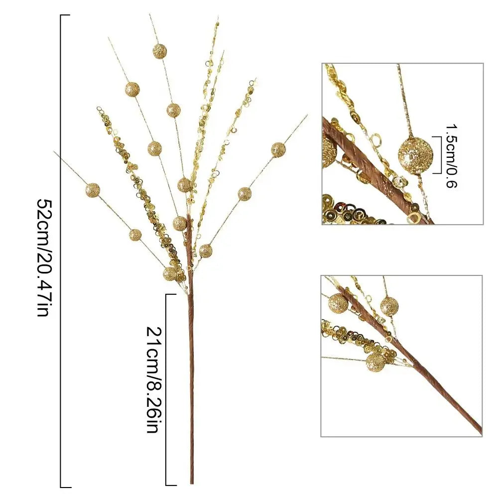 Glitter Berry Stem Christmas Tree Picks – Gold Red Pink DIY