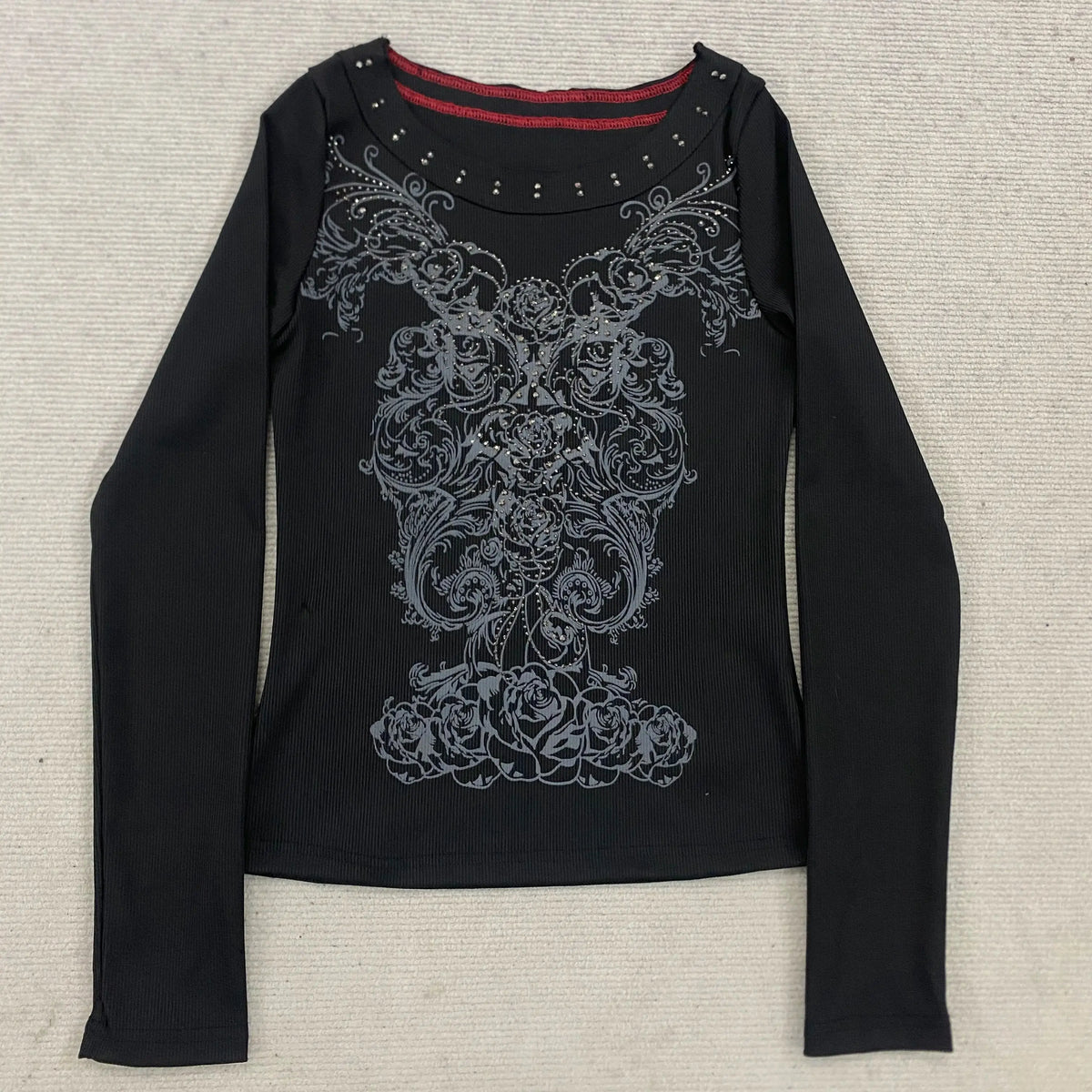 Women's Y2K Gothic Skull Print Long Sleeve T-Shirt | Streetwear