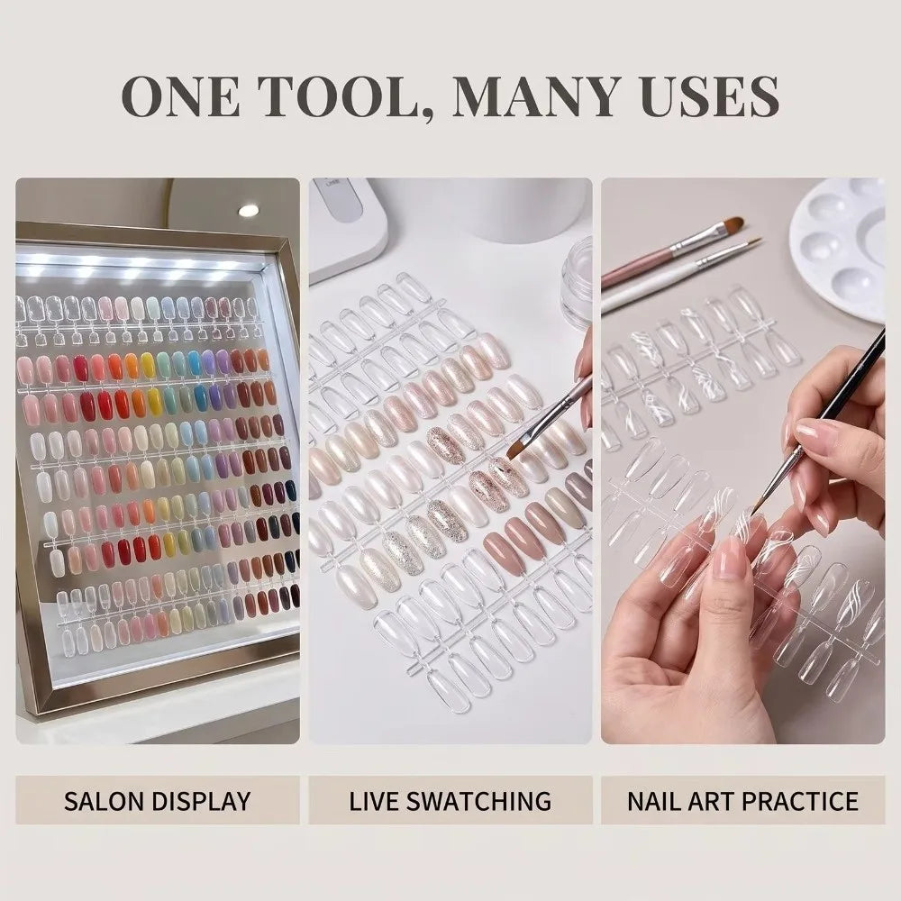 120-Piece Clear Nail Tips Set – DIY Practice & Color Chart