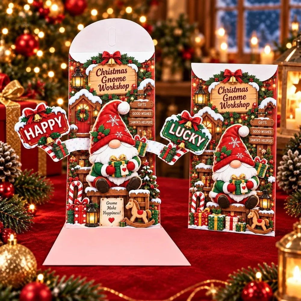 Pop-Up 3D Christmas Money Card – Santa & Snowman Gift Holder