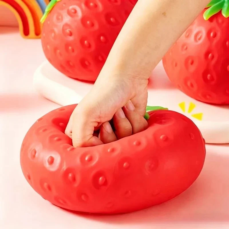Giant Strawberry Squishy Fidget Toy – Extra Large Slow Rising TPR