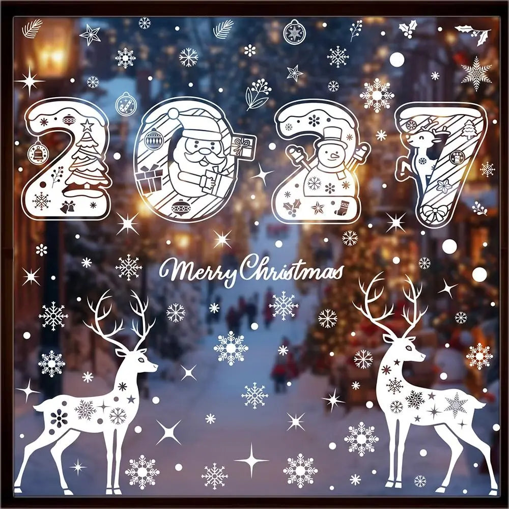 Christmas Window Clings – Snowflake Snowman Santa Glass Decals