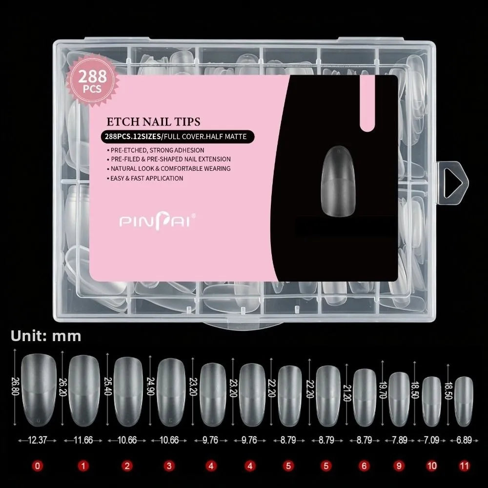288pcs Ultra-Thin Soft Gel Nail Tips – Full Cover Extension Set