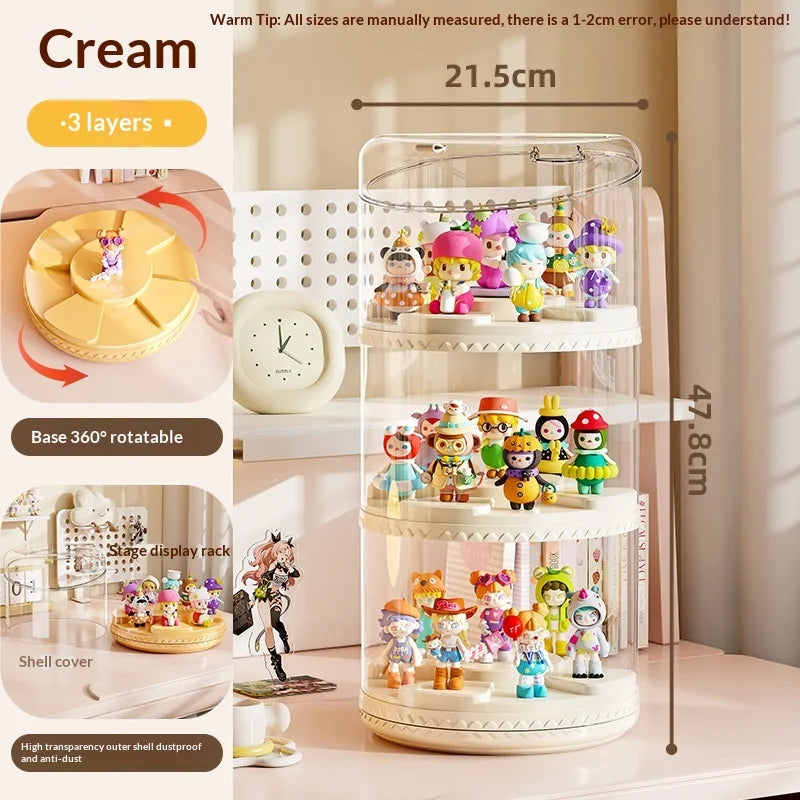 Rotating Multi-Tier Acrylic Collectibles Display Stand Cabinet
