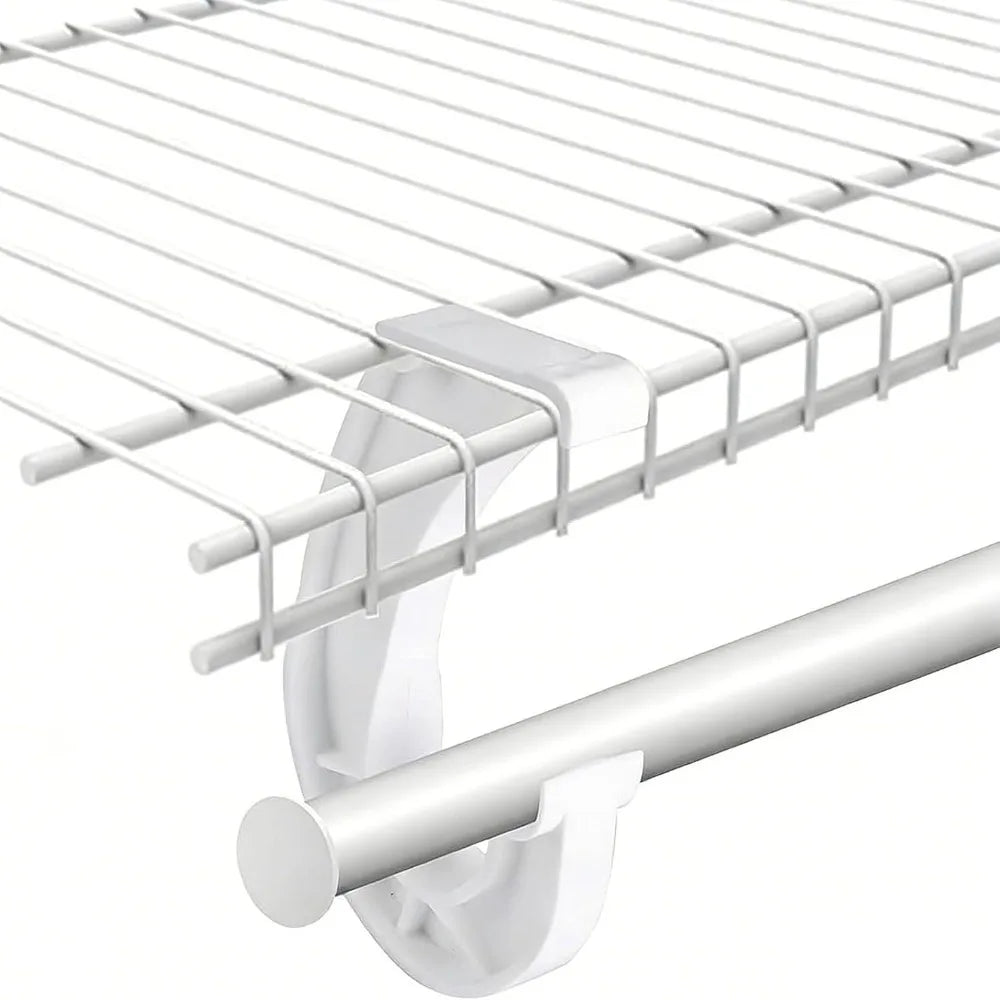 4-Pack J-Shaped Closet Rod Support Brackets – White Plastic