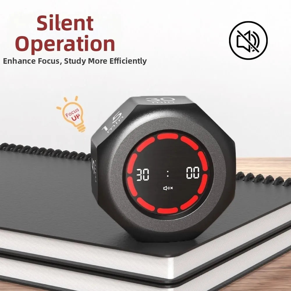 Octagon Digital Countdown Timer USB-C Rechargeable LED Clock