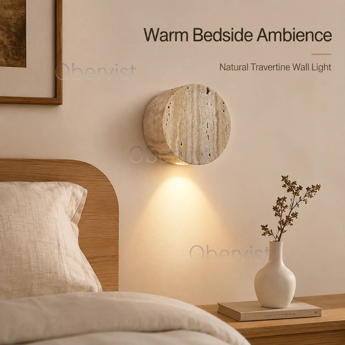 Wabi Sabi Yellow Travertine LED Wall Sconce | Natural Stone Lamp
