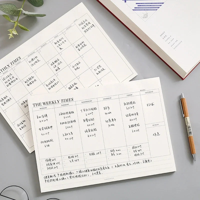 Undated Weekly & Monthly Planner Notebook | Korean Stationery