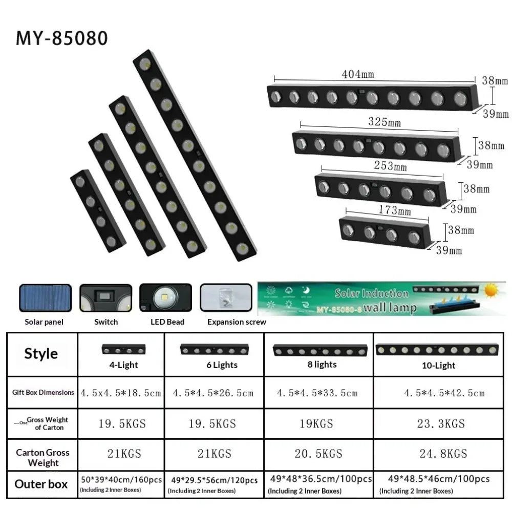 Solar RGB+W LED Wall Washer Strip Light – Indoor & Outdoor