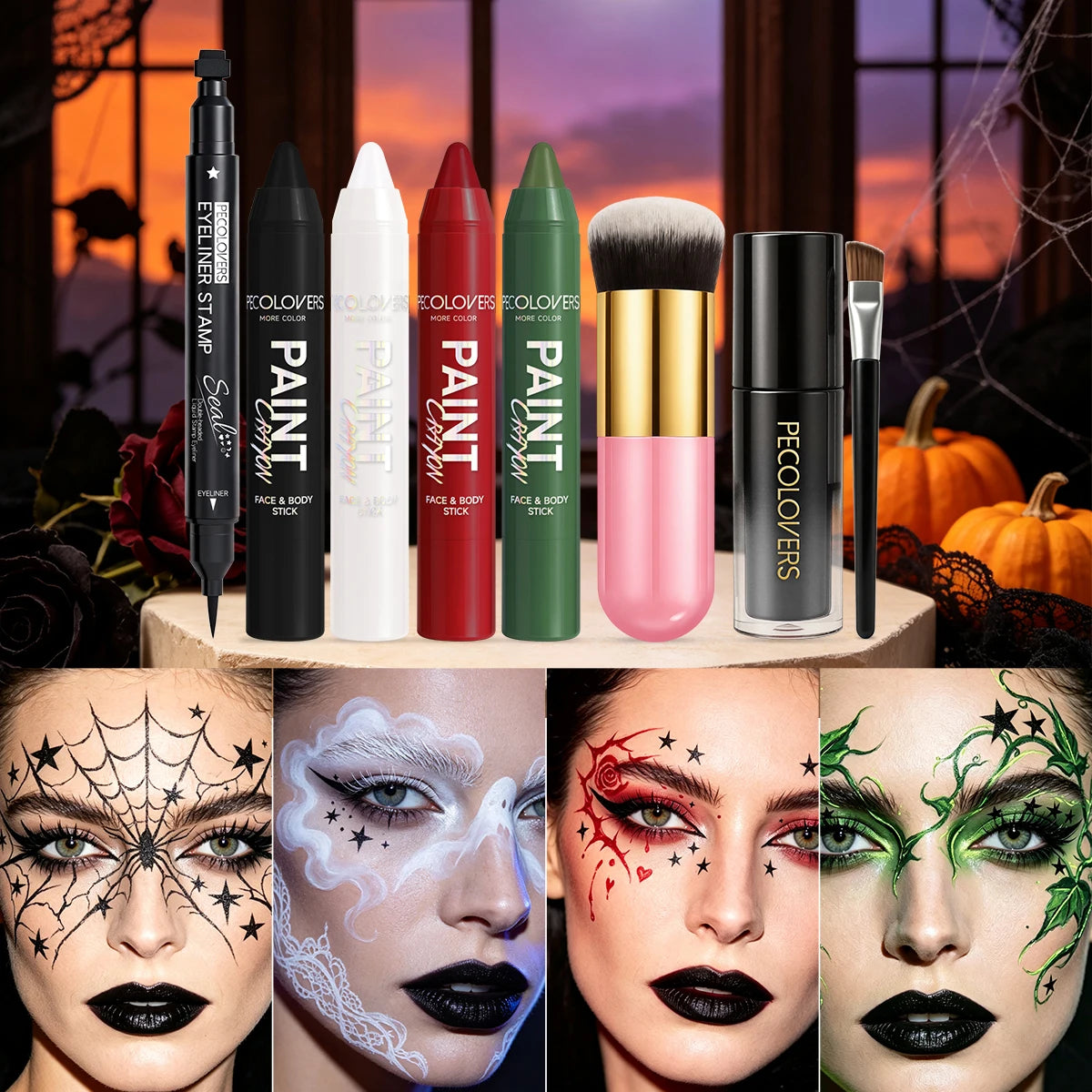 8-Piece Halloween Gothic Face & Body Paint Makeup Kit