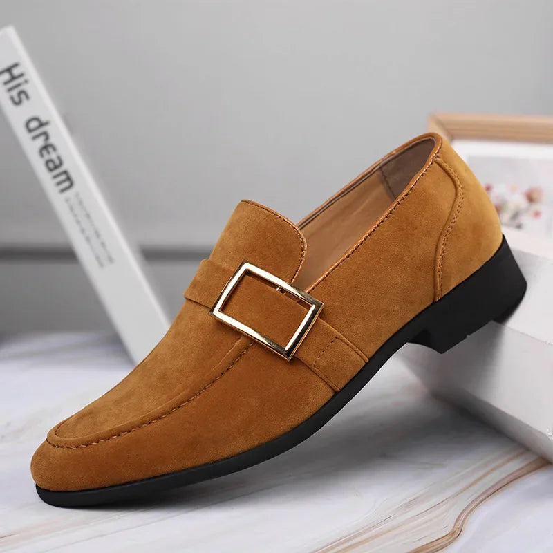 Men's Faux Suede Slip-On Loafers | Formal Business Dress Shoes