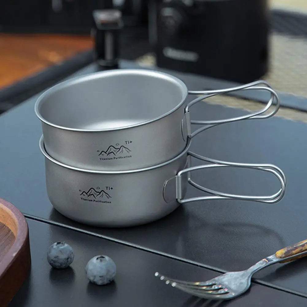 Titanium Camping Pot – Foldable Handle Lightweight Cookware