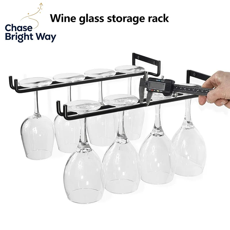 Wall Mounted Stemware Holder – Black Iron Wine Glass Rack