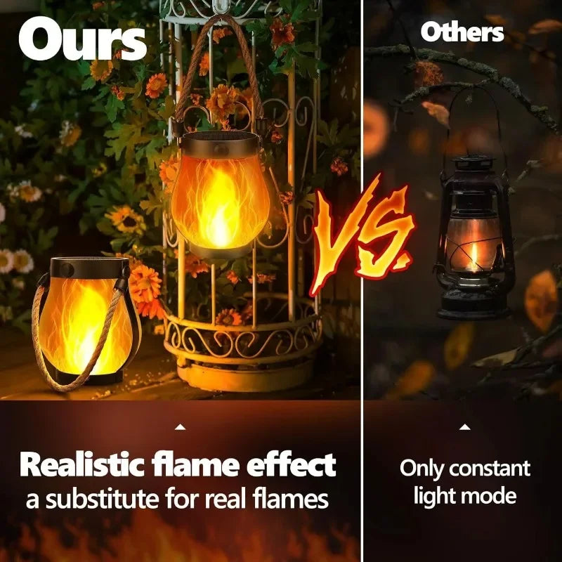 Solar Flame Hanging Lantern – 3D Flickering LED IPX4 Outdoor