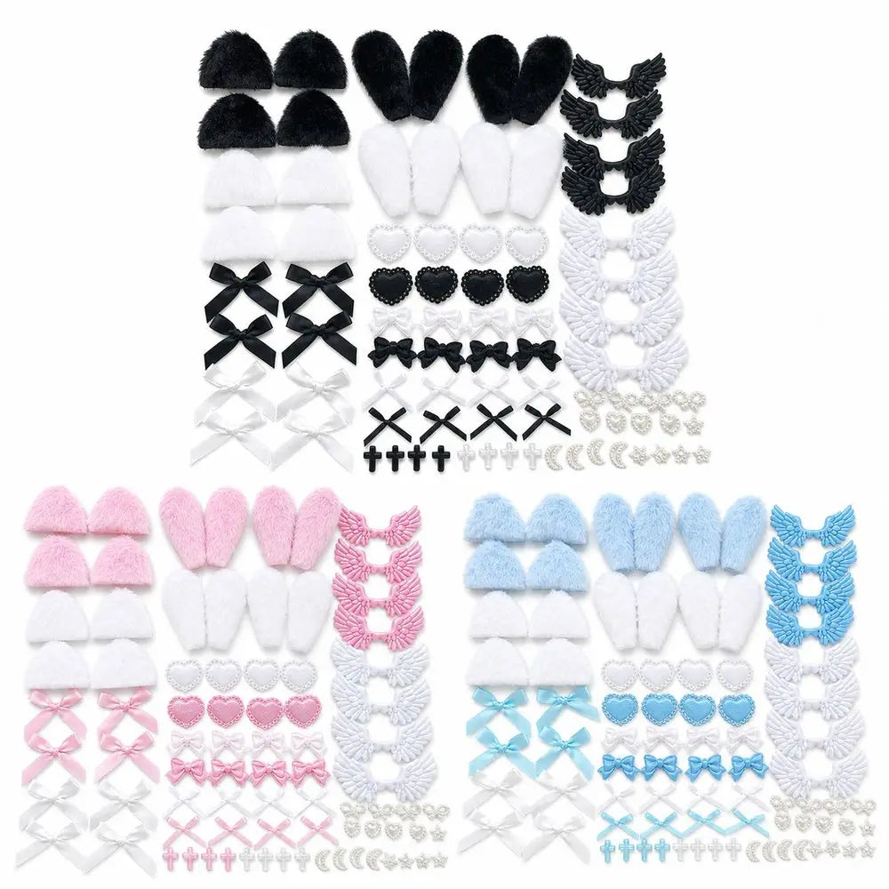 80-Piece Ribbon Bow DIY Craft Kit – Fabric Lace & Ear Accents