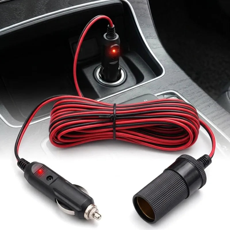 5M 12V Car Cigarette Lighter Extension Cable | Fuse + Indicator