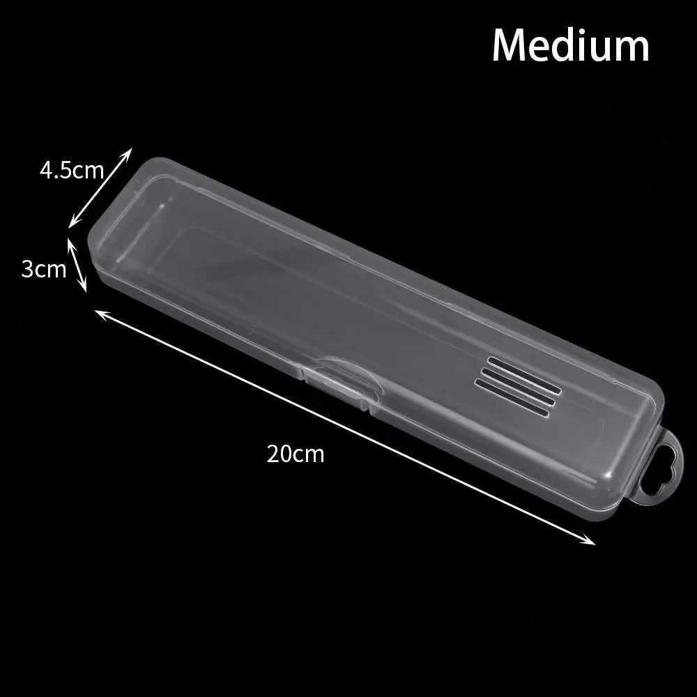 Transparent Makeup Brush & Pen Storage Box with Cover | 3 Sizes