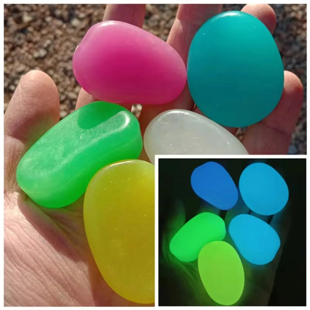 Glow in the Dark Garden Pebbles – 10 Resin Luminous Stones