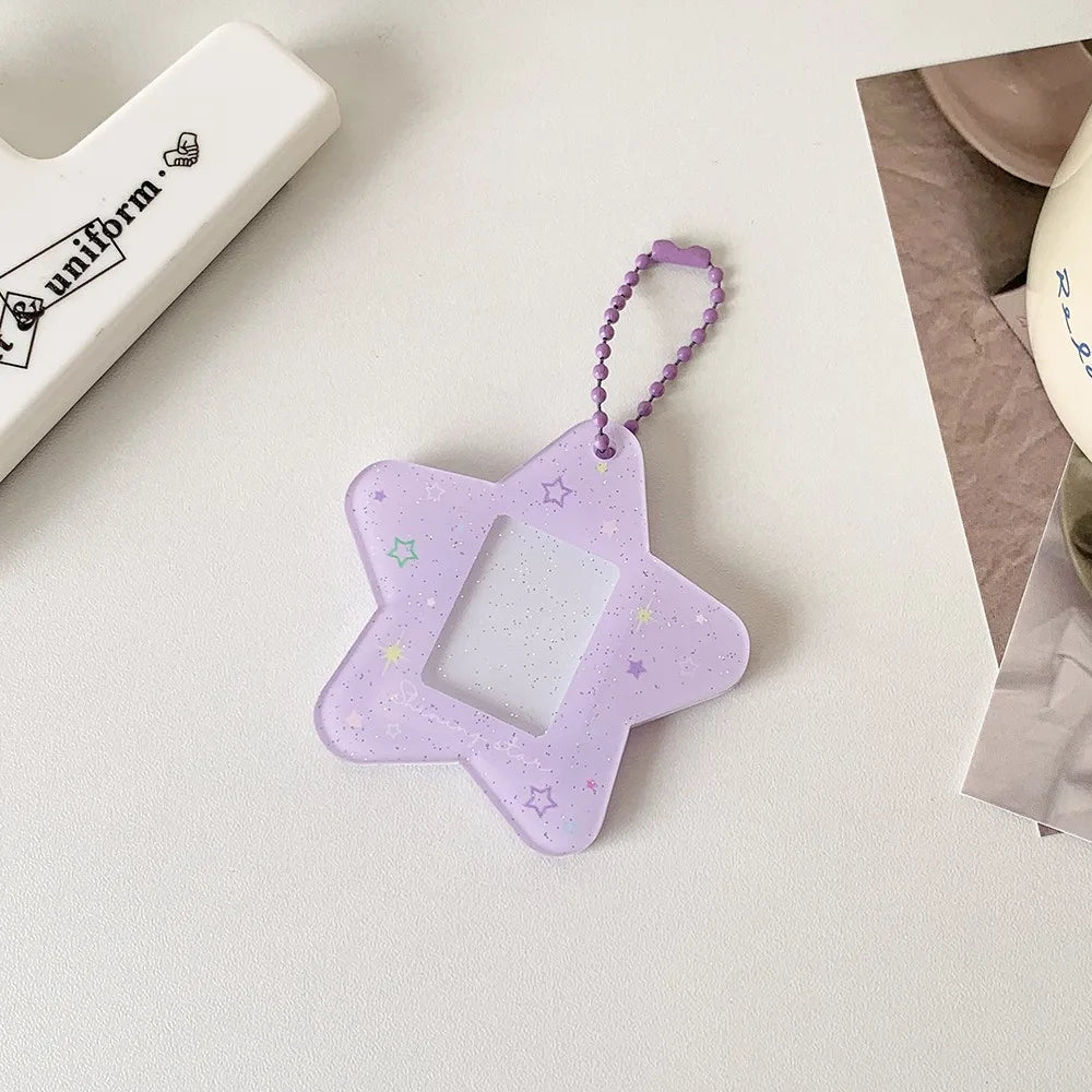 Star Acrylic Photo Card Holder Keychain – 1 Inch Mini Frame