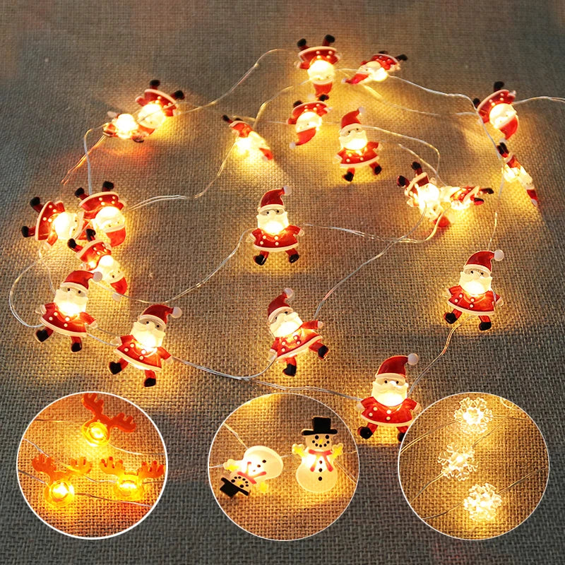 2M Christmas Santa & Snowman LED Light String Garland Decor