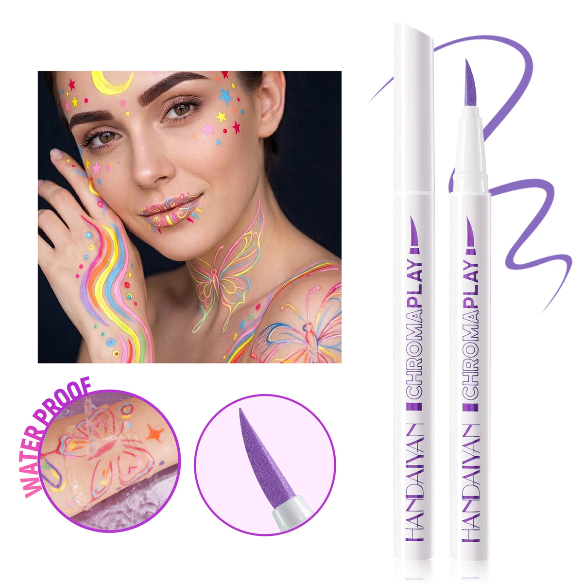 Washable Face & Body Paint Pen – Tattoo Marker for Cosplay