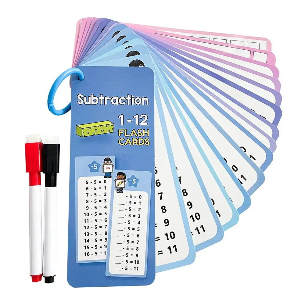 15-Pc Erasable Math Learning Cards – Kids Arithmetic Teaching Aid