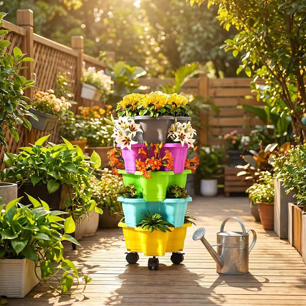 6-Tier Vertical Stackable Planter Tower for Herbs & Strawberries