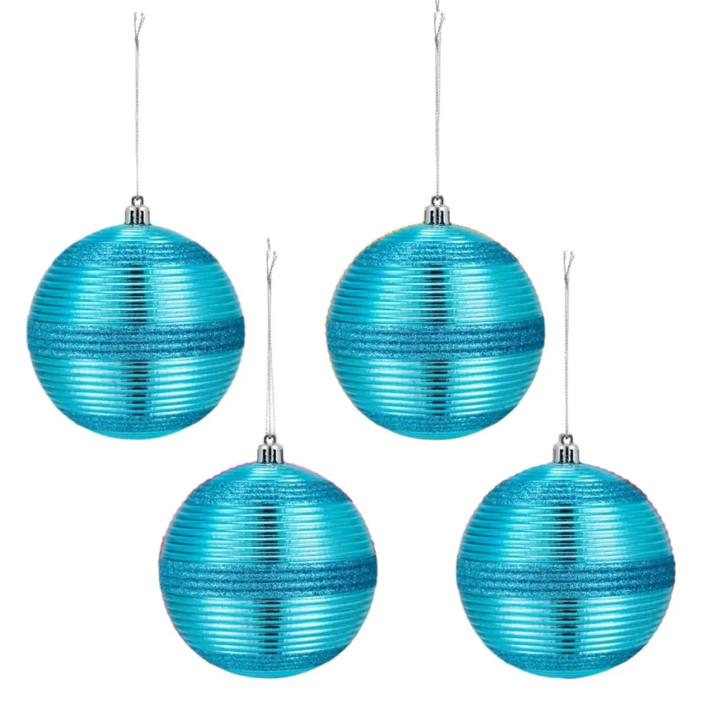 Plastic Christmas Ball Ornaments Shiny Matte Red Gold 4-Pack