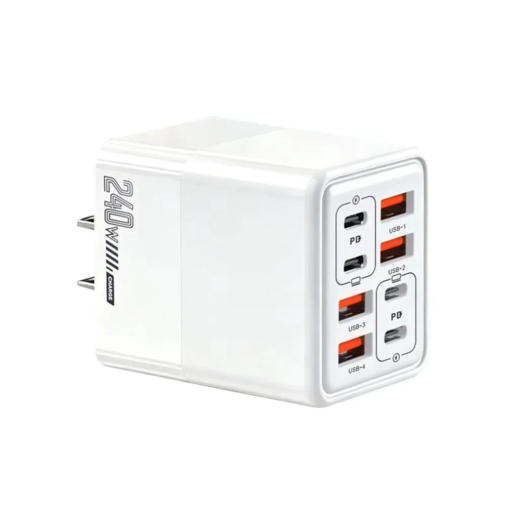 8-in-1 240W USB-C Fast Wall Charger – 4PD + 4USB Ports