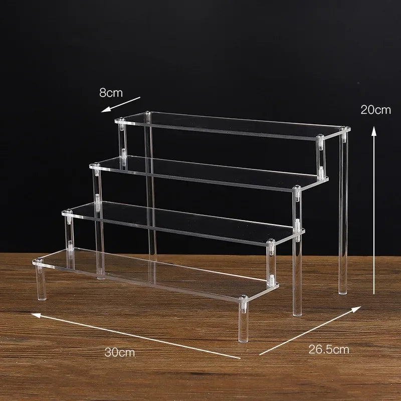 Black Acrylic Display Stand Riser 1–5 Tier Organizer Rack