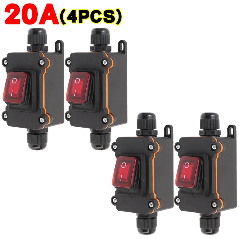 Waterproof Inline Rocker Switch 20A Heavy Duty Outdoor Cord Switch
