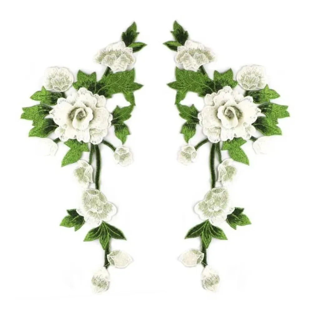 3D Floral Embroidery Applique Patch Pair – DIY Wedding Decor