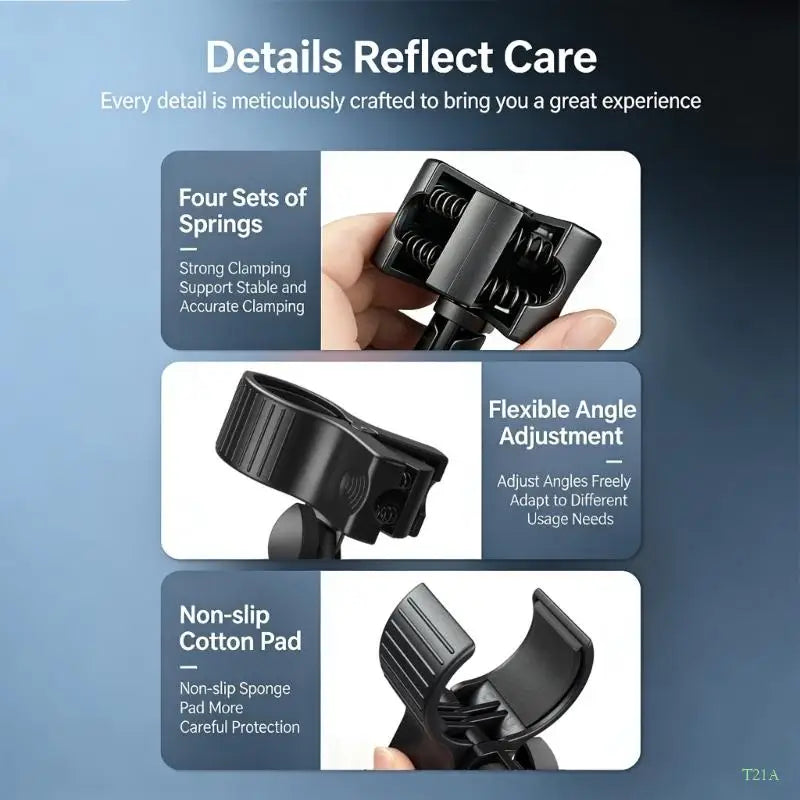 T21A Rotatable Ball Head Clamp – Mic, Dryer & Flashlight Mount