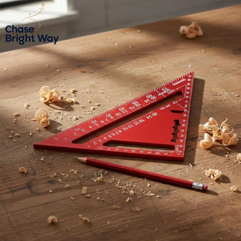 Aluminum Alloy Triangle Ruler – 4-in-1 Precision Woodworking Gauge