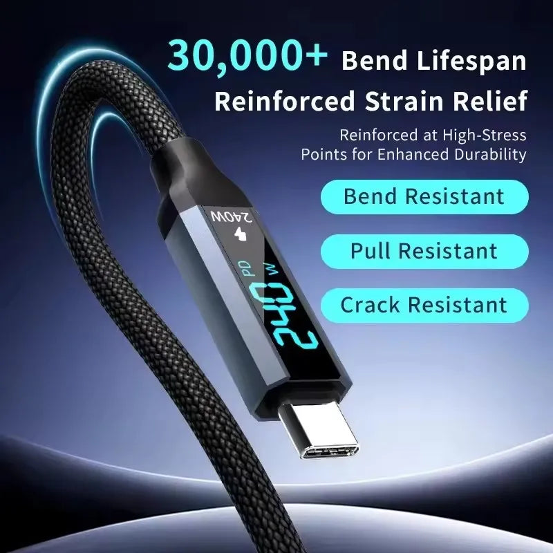 USB4 Cable 40Gbps 240W 8K Type-C – Thunderbolt 4 Compatible