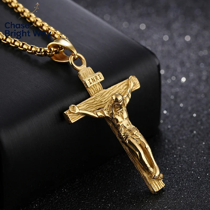 Cross Pendant Necklace – Stainless Steel Religious Jewelry