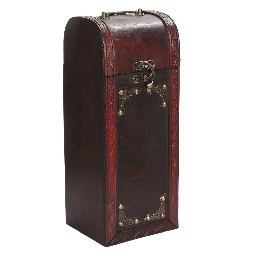 Wooden Wine Gift Box – Single Bottle Case with Lid & Handle