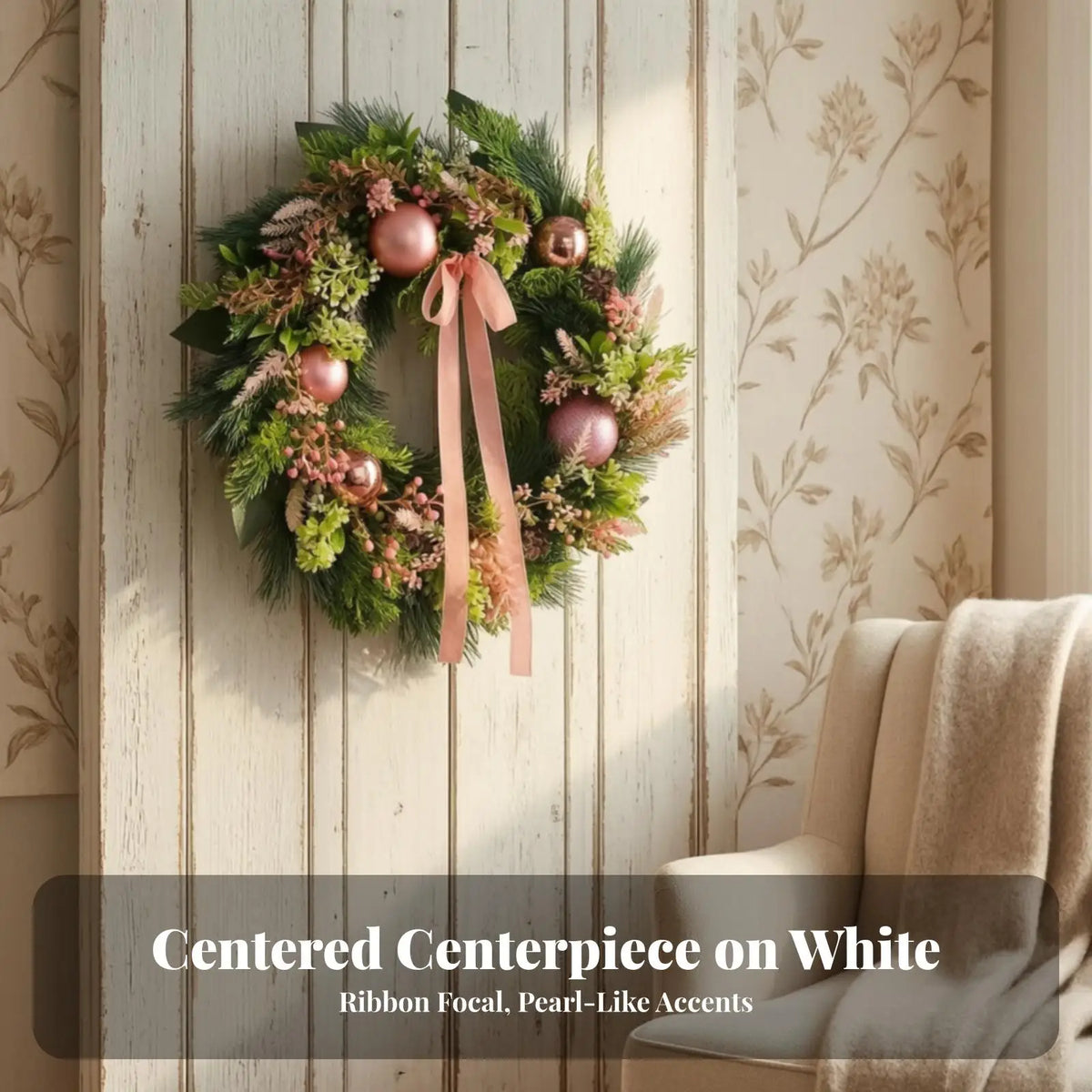 Pink Christmas Wreath – Door & Wall Hanging Decoration 45cm