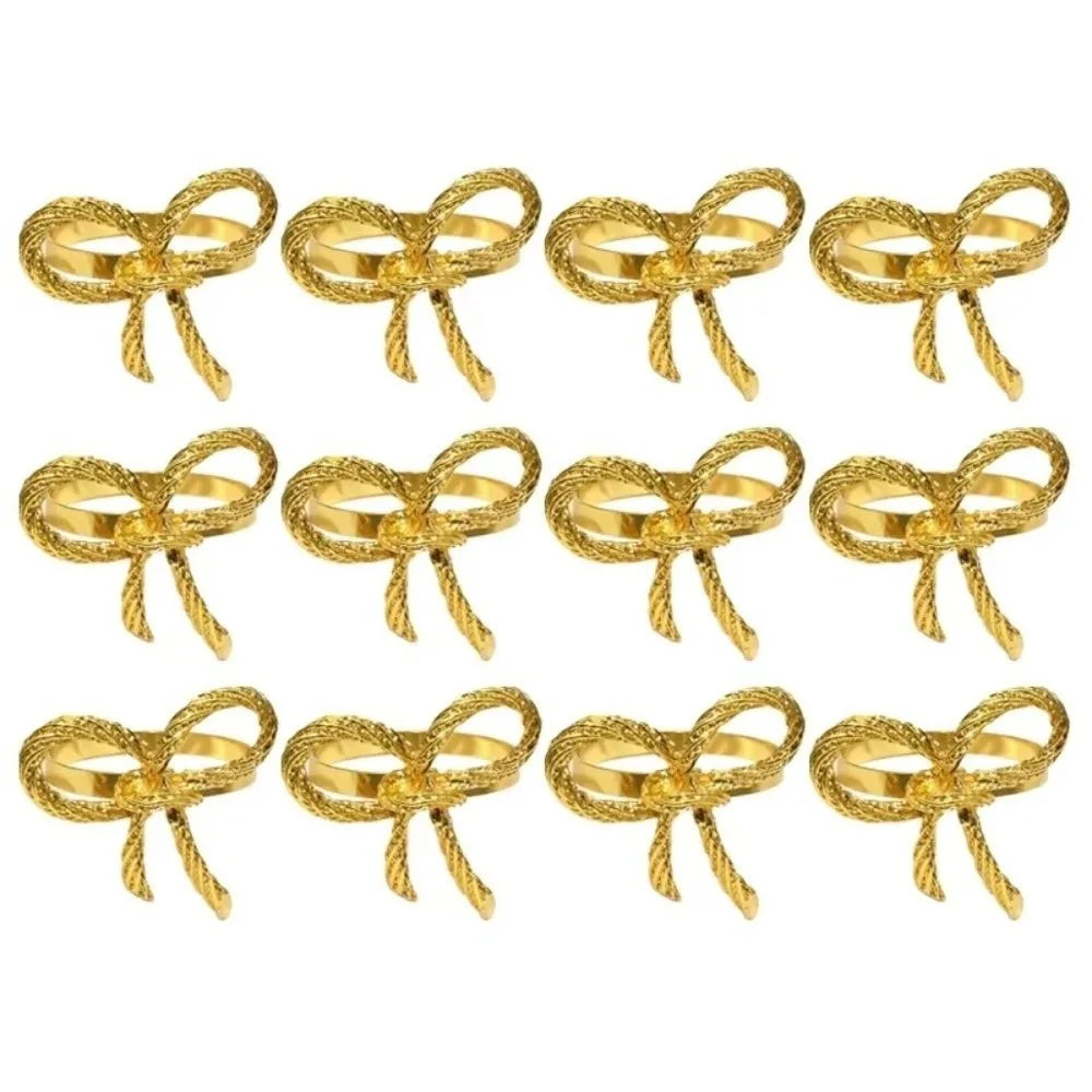 Elegant Bow Metal Napkin Rings – Gold, Silver & Rose Gold Set
