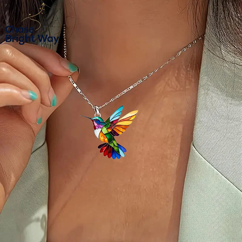Colorful Hummingbird Pendant Necklace | Alloy Women's Jewelry