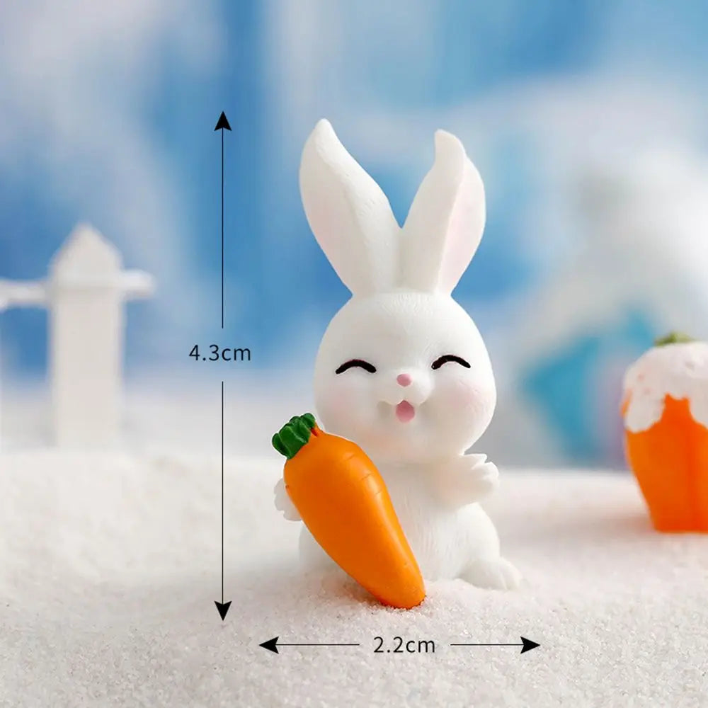 Snowman Bunny Miniature Figurine – Christmas Micro Landscape Décor