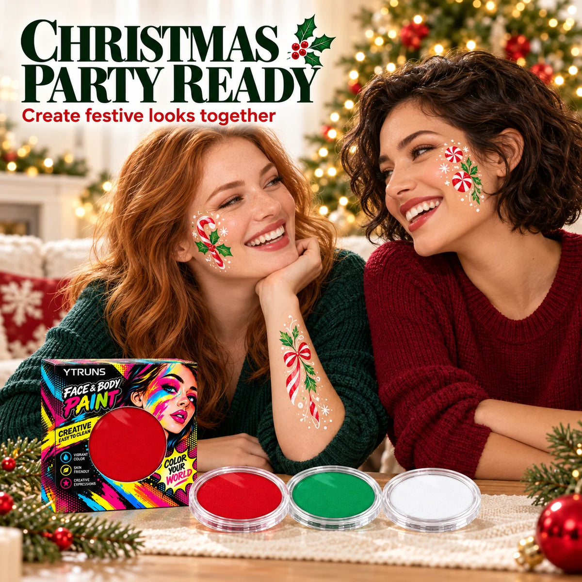 Christmas Face & Body Paint – Water-Soluble Makeup Palette