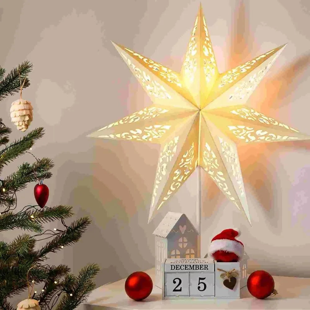 Star Shape Paper Christmas Lampshade 45cm Hollow Pendant